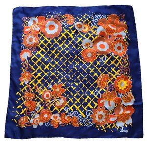 Vtg Mosconi Hand-Rolled Floral Silk Scarf Made in Italy 31"x30"